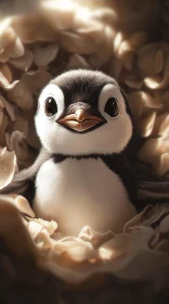 Cute Nestled Penguin Chick