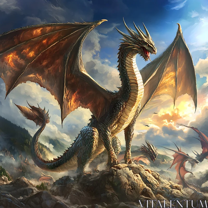 AI ART Fantasy Dragons in the Sky