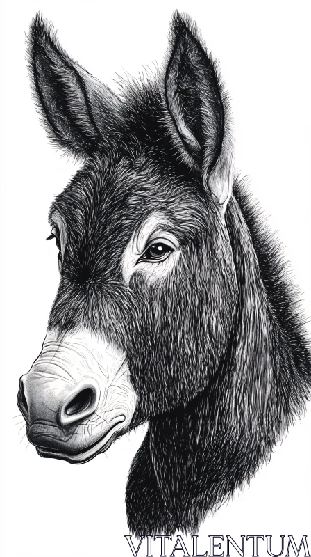 Donkey Head Illustration AI Image