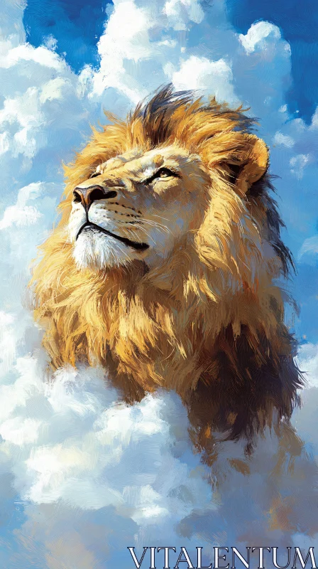 AI ART Lion Emerging from Cloudscape