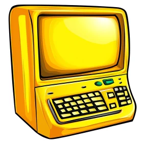 Vintage Yellow Computer Art