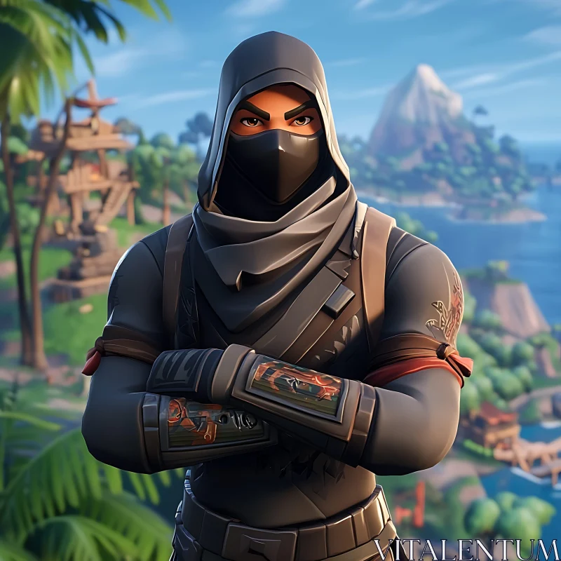 Tropical Island Ninja Character AI Image