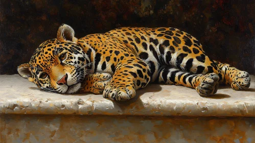 Leopard Painting in Calm Repose