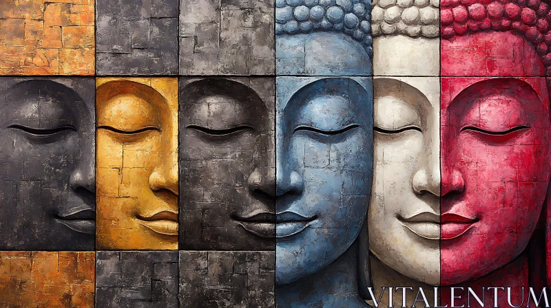 AI ART Meditative Buddha Face Color Blocks