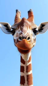 Giraffe Portrait Under Blue Sky