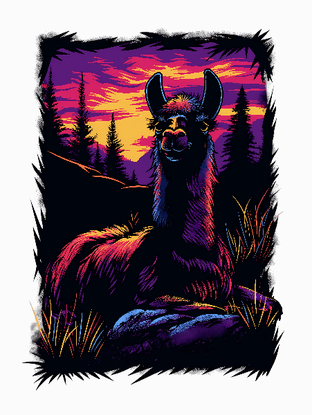 POD Design Majestic Llama at Sunset T-Shirt Design