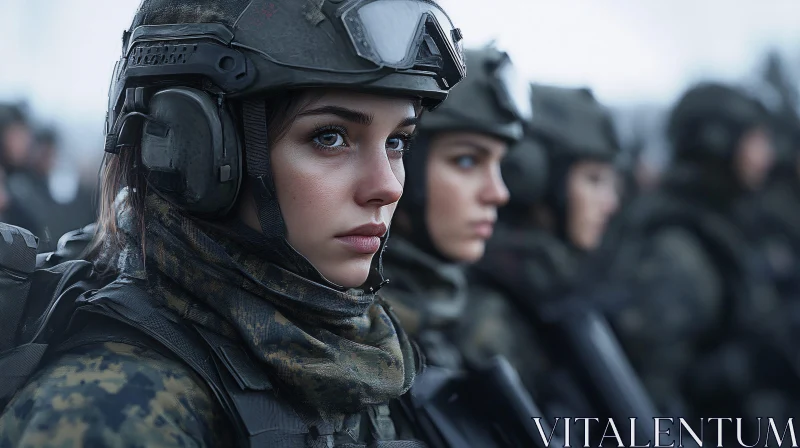 AI ART Female Soldier in Military Gear