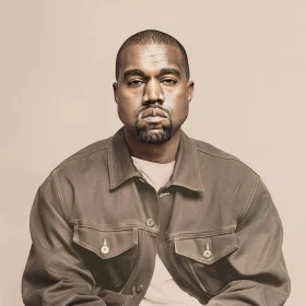 Kanye West in Neutral Toned Jacket