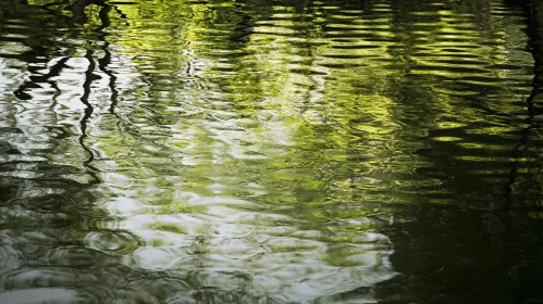 Green Foliage Reflections on Calm Water