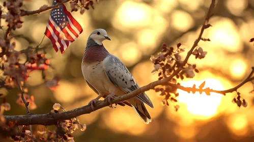 Dove with American Flag