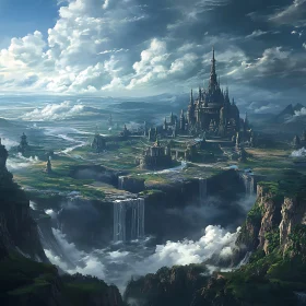 Fantasy Castle on Cliffs Landscape