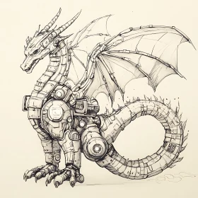 Robotic Dragon Detailed Illustration