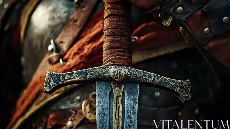 Close-Up of Medieval Sword Hilt AI Image