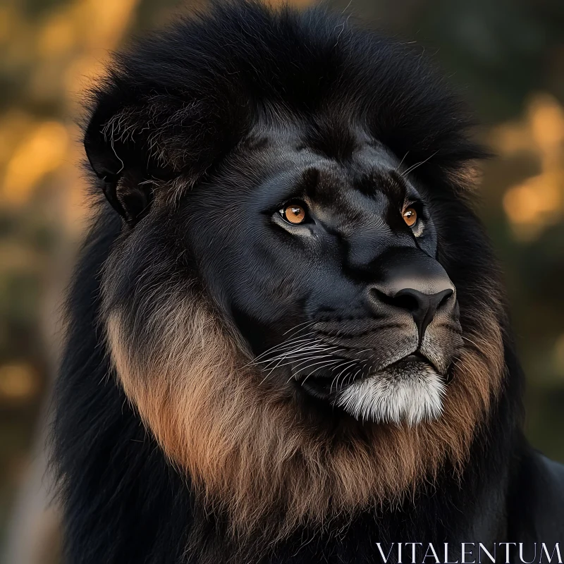 Lion with Black Fur AI Image