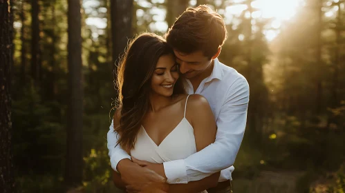 Couple's Intimate Moment in Nature