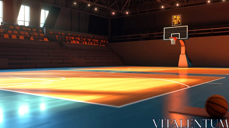 Empty Basketball Court, Sport Still Life AI Image