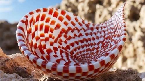 Red and White Striped Glass Object