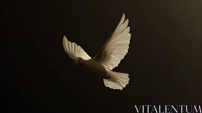 White Dove Flying in Darkness AI Image