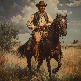 Western Cowboy Horse Riding Art