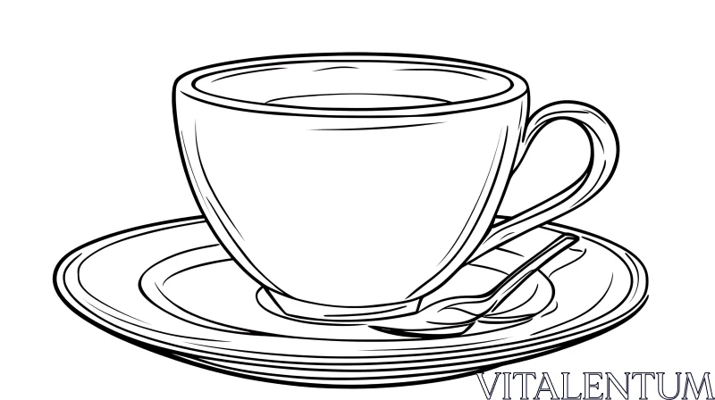 AI ART Minimalist Tea Cup Sketch