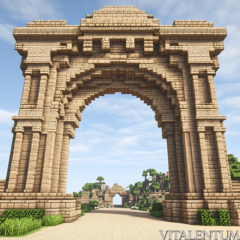 Ancient Stone Arch in Minecraft AI Image