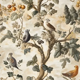 Birds on Tree Branches Painting