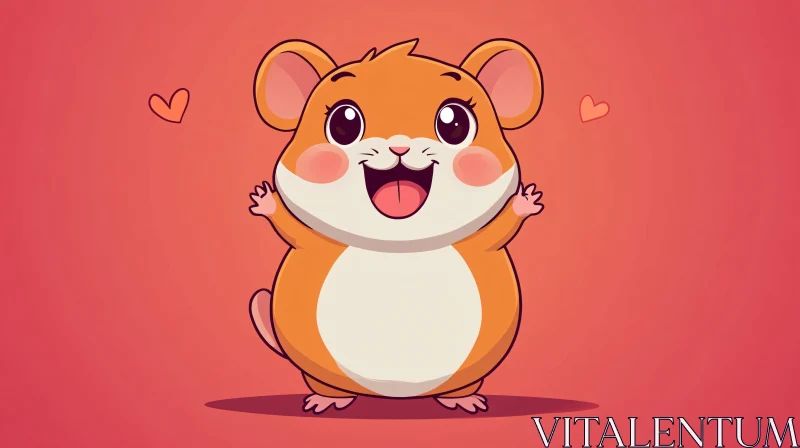 Cute Hamster Cartoon Art AI Image