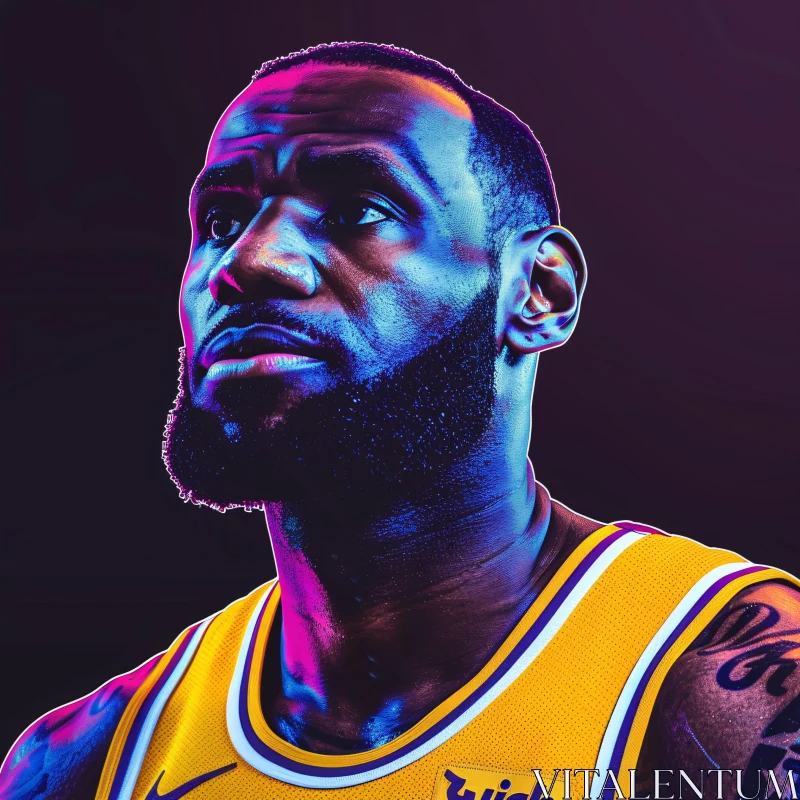 LeBron James in Yellow Basketball Jersey AI Image