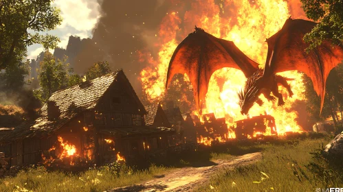 Inferno's Reign: Dragon Over Village