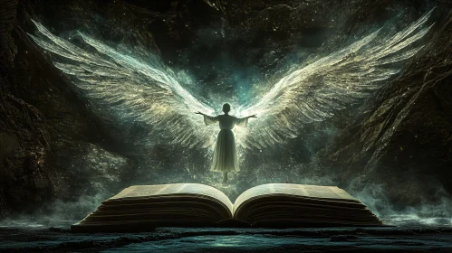 Ethereal Angel and Ancient Book