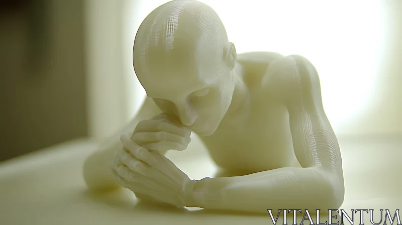 Meditative Figure: Simple Sculpture Design AI Image