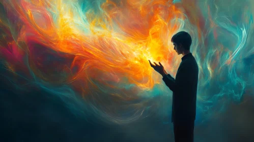 Person Holding Light Energy Art