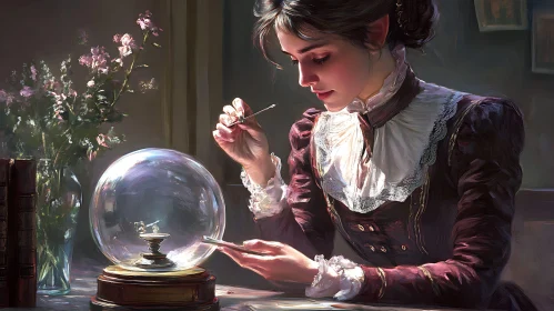 Mystical Woman and Crystal Ball Art