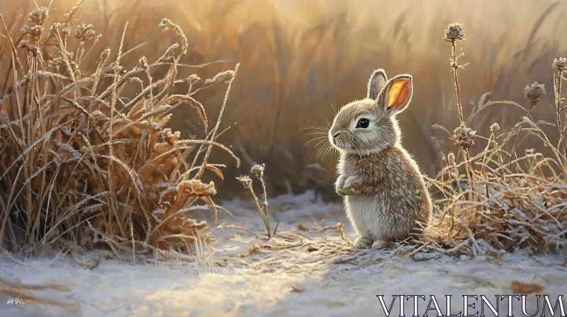 AI ART Rabbit Amidst Winter Frost