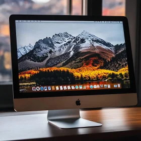 Beautiful Autumn Scenery Displayed on Monitor