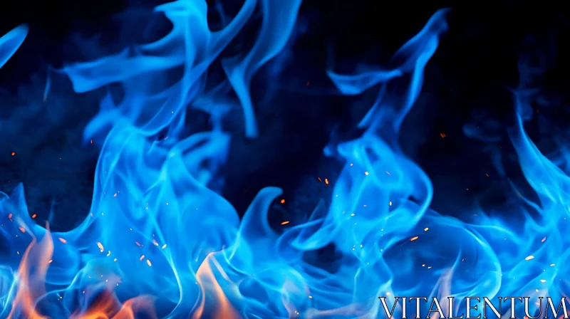 Ethereal Blue Fire and Orange Sparks AI Image