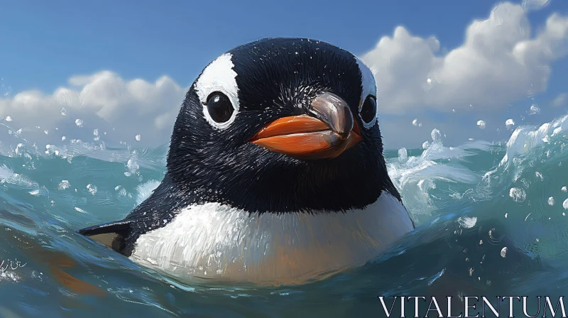 Charming Penguin in Marine Scene AI Image