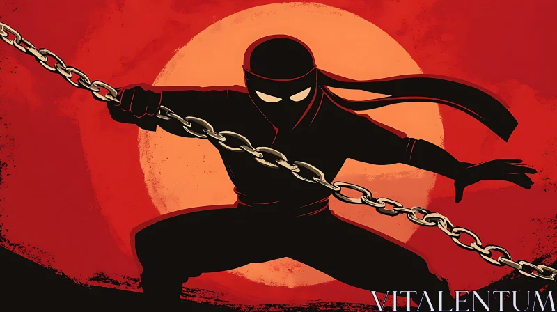 AI ART Ninja Silhouette with Chain