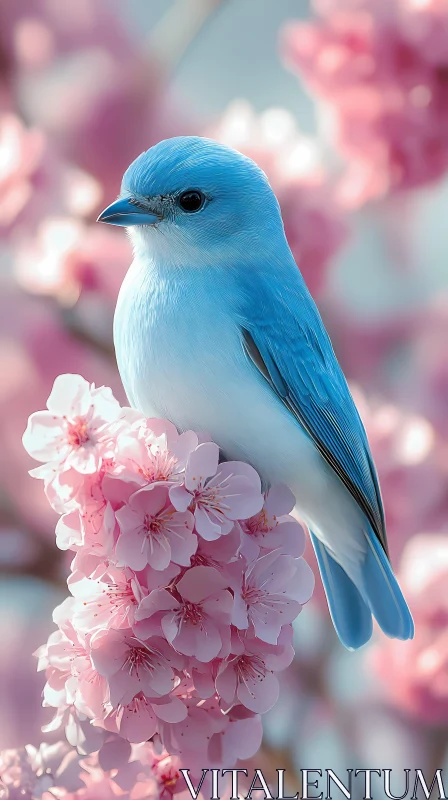 AI ART Tranquil Bird with Blossoms