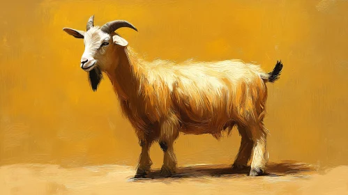 Goat Painting with Textured Brushstrokes