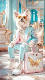 Stylish Canine in Opulent Room