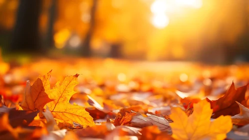Autumnal Ground Covered in Leaves