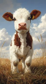Young Calf in a Meadow
