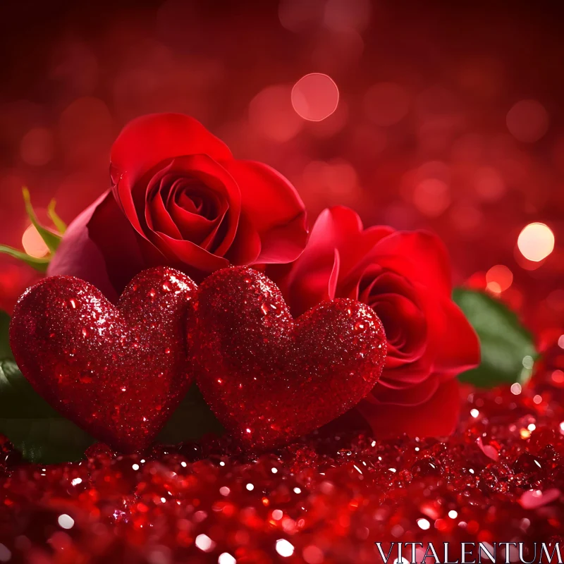 Hearts and Roses in Red AI Image