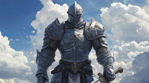 Armored Warrior Against Cloudscape