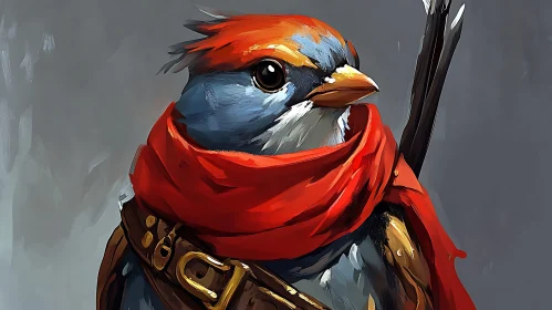 Avian Knight with Crimson Scarf