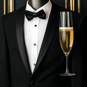 Luxury Tuxedo and Champagne Glass