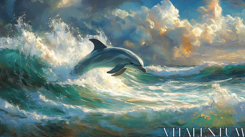 Graceful Dolphin Ocean Scene AI Image