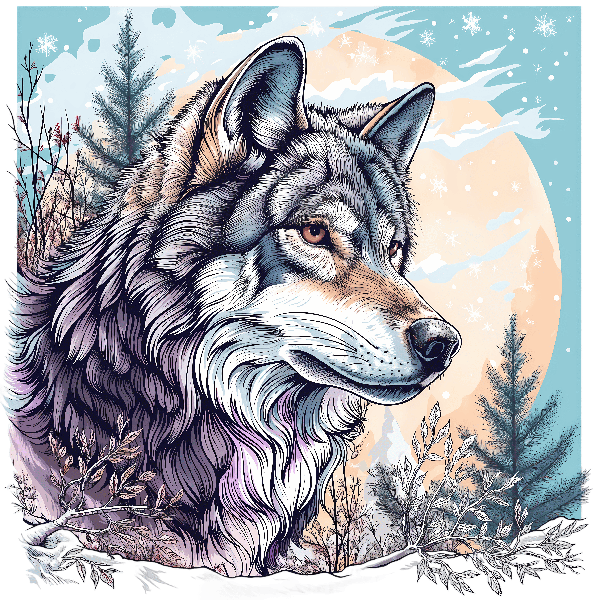 POD Design Wolf in Snowy Forest Graphic