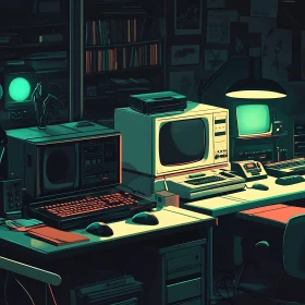 Vintage Tech Setup with Old-Fashioned Equipment